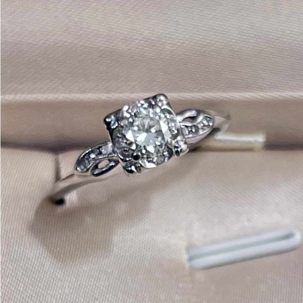 🩶 SOLD! 🩶 Retro Mid Century 14K Gold Diamond Ring - Antique Art Deco - Picture 13 of 13
